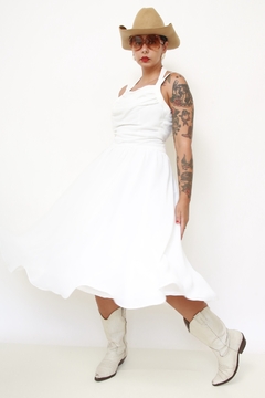 Vestido branco midi chiffon - loja online