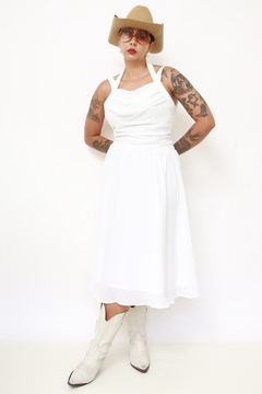 Vestido branco midi chiffon - Capichó Brechó