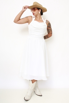 Vestido branco midi chiffon na internet