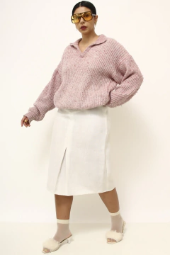 Pulover vintage cori rosa manga bufante