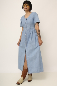 Vestido algodão jeans vintage