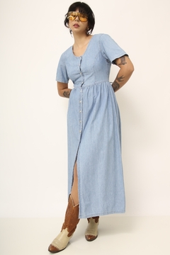 Vestido algodão jeans vintage - Capichó Brechó