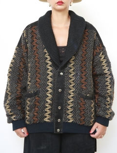 Jaqueta tricot bomber recorte camurça 80´s - Capichó Brechó
