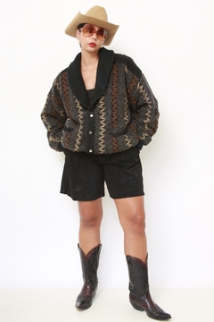 Jaqueta tricot bomber recorte camurça 80´s - loja online