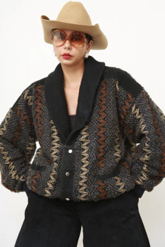 Jaqueta tricot bomber recorte camurça 80´s - comprar online