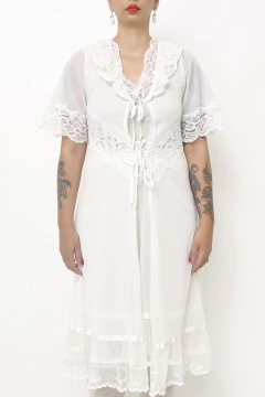 Penhoar + Camisola renda babados vintage - comprar online