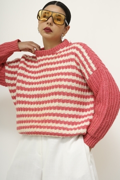 Pulover rosa listras vintage - loja online