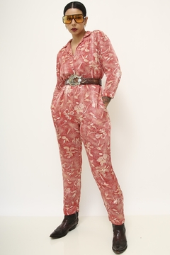 Macacao vermelho vintage estampado - Capichó Brechó