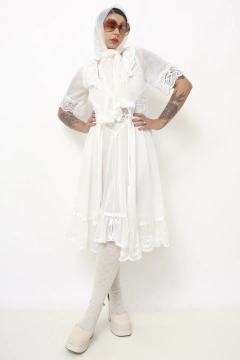 Penhoar + Camisola renda babados vintage - comprar online