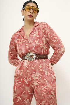 Macacao vermelho vintage estampado