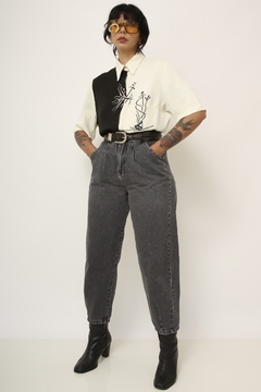 Calça jeans bag vintage cinza
