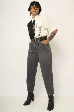 Calça jeans bag vintage cinza na internet