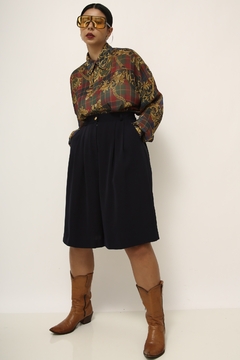 Camisa etampada vintage xadrez corrente
