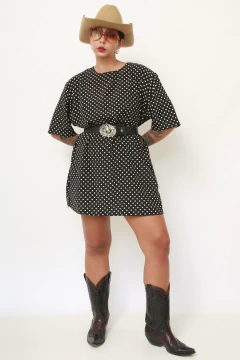 Camisa vestido poa preta - Capichó Brechó