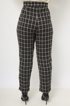 Calça xadrez vintage preta cintura alta - loja online