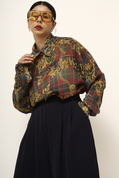 Camisa etampada vintage xadrez corrente - comprar online