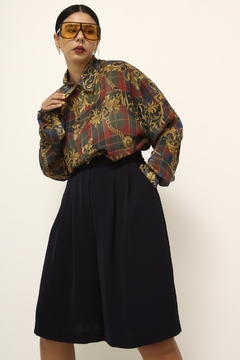 Camisa etampada vintage xadrez corrente