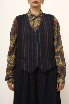 Colete azul vintage listras