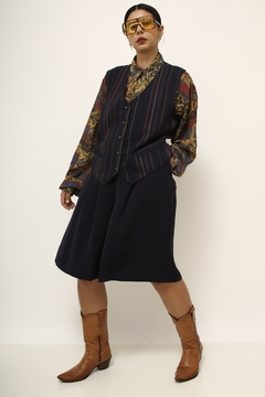 Colete azul vintage listras - loja online