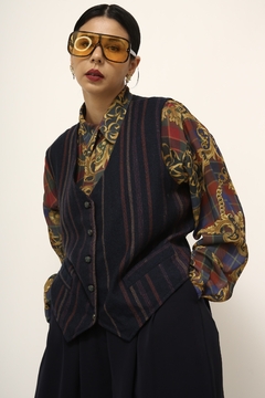 Colete azul vintage listras - comprar online