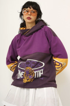 Moletom esportivo roxo amarelo vintage - loja online