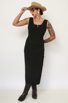 Vestido preto midi viscose
