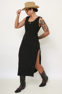 Vestido preto midi viscose - Capichó Brechó