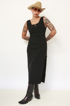 Vestido preto midi viscose - comprar online