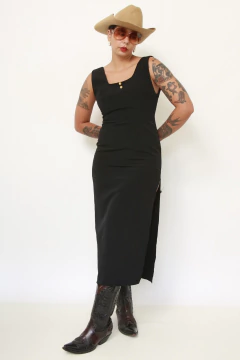 Vestido preto midi viscose - comprar online