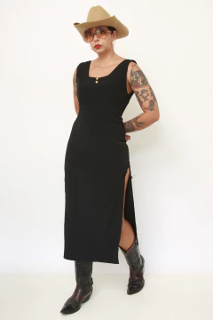 Vestido preto midi viscose - loja online
