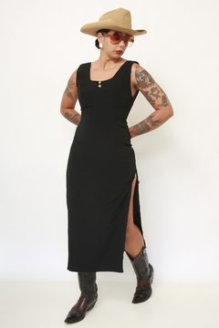 Vestido preto midi viscose