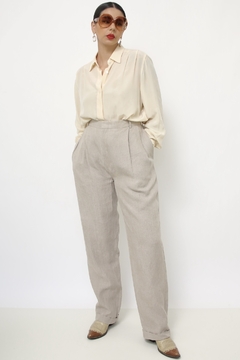 Calça 100% linho cinza vintage - Capichó Brechó