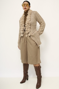 Cardigan tricot com recortes pelo - loja online