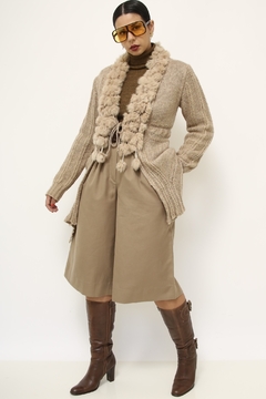 Cardigan tricot com recortes pelo - loja online