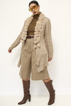 Cardigan tricot com recortes pelo - Capichó Brechó