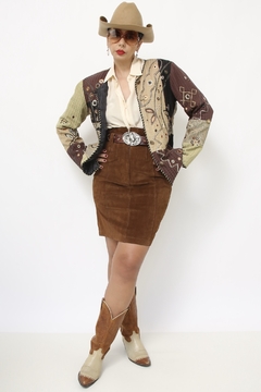 Casaco recortes acolchoado western - comprar online