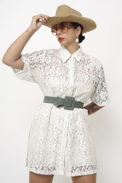 Vestido chemise renda branco (não tem forro)
