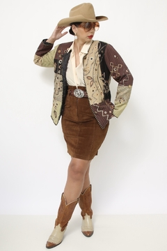 Casaco recortes acolchoado western - comprar online