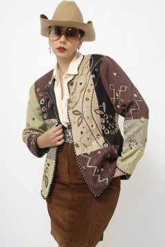 Casaco recortes acolchoado western - comprar online