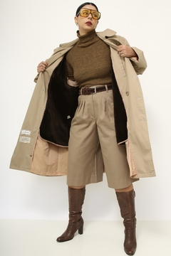 Trench Coat bege forro pelúcia marrom removível