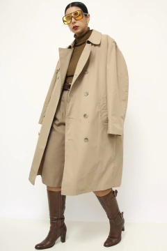 Trench Coat bege forro pelúcia marrom removível na internet