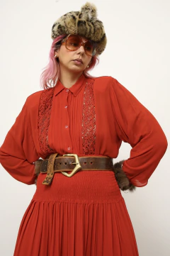 Conjunto viscose vermelho Saia + Camisa - comprar online