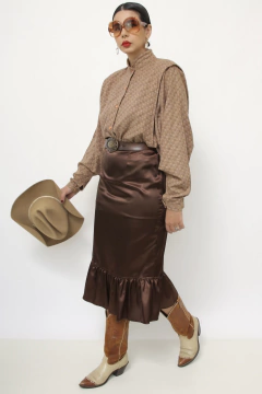 Camisa marrom manga morcego western - comprar online