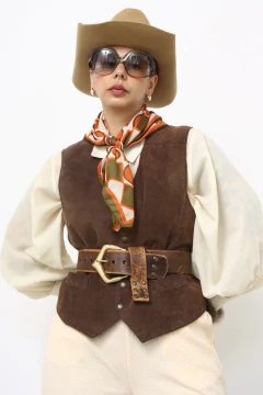 Lenço geometrico laranja e verde - Capichó Brechó