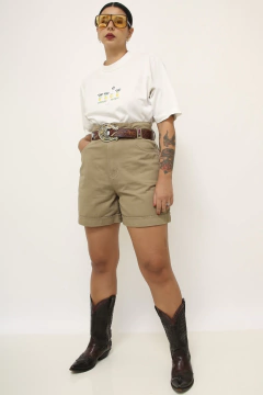 Shorts cintura alta bege safari - comprar online