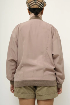 Jaqueta bomber acetinada rose forro estampado