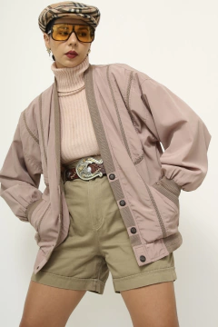 Jaqueta bomber acetinada rose forro estampado - loja online