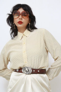 Camisa bege SEDA estampada western