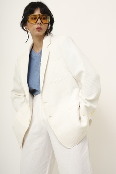 Blazer branco vintage classico textura - Capichó Brechó