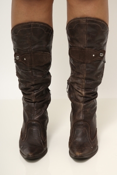 Bota marrom cano longo corrente 37 - comprar online